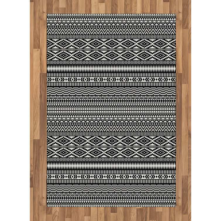 Bloomsbury Market Everette Flatweave Black/White Rug Wayfair.co.uk